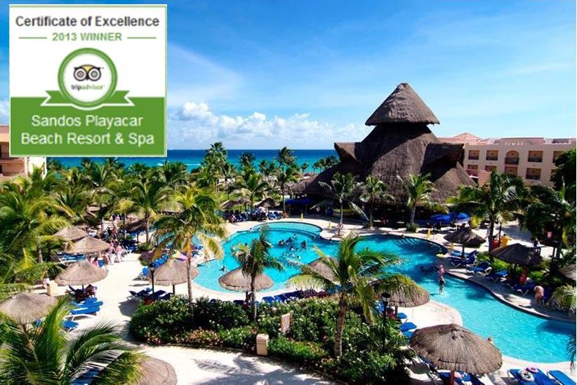 Certificate of excellence for Sandos Playacar