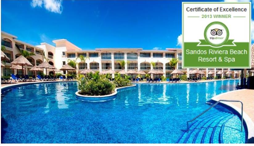 Certificate of excellence for Sandos Riviera Maya