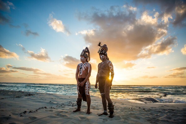 Sandos Caracol Mayan warriors on the beach