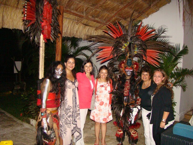 Lobby with Mayan warriors