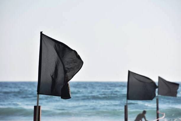 what does a black flag at the beach mean