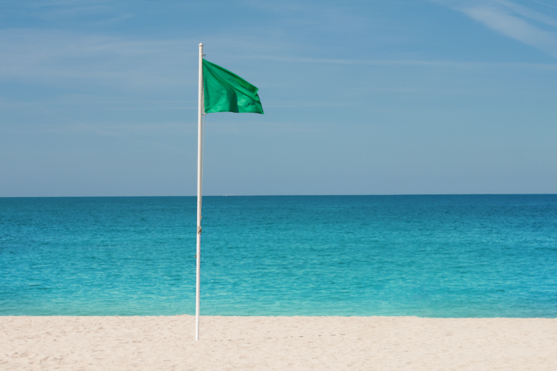 what does a green flag at the beach mean